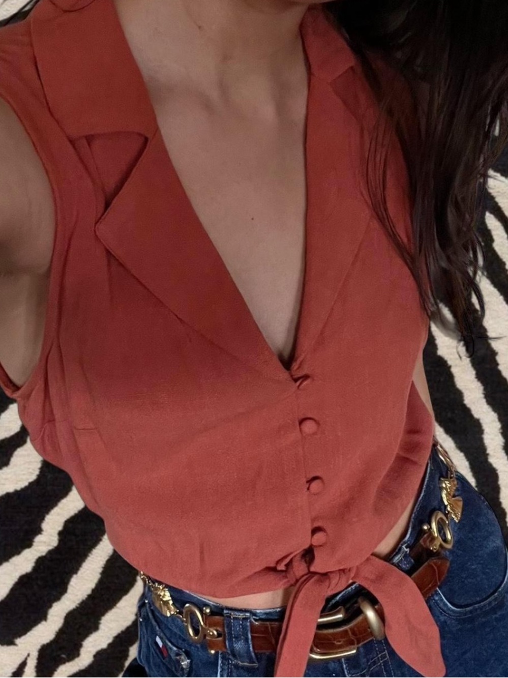 Boutique Tie-Front Crop Top